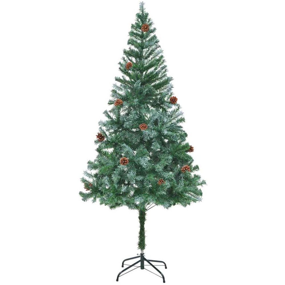 vidaXL Pre-Lit Blue Baubles Green Artificial Christmas Tree 6ft Image 5