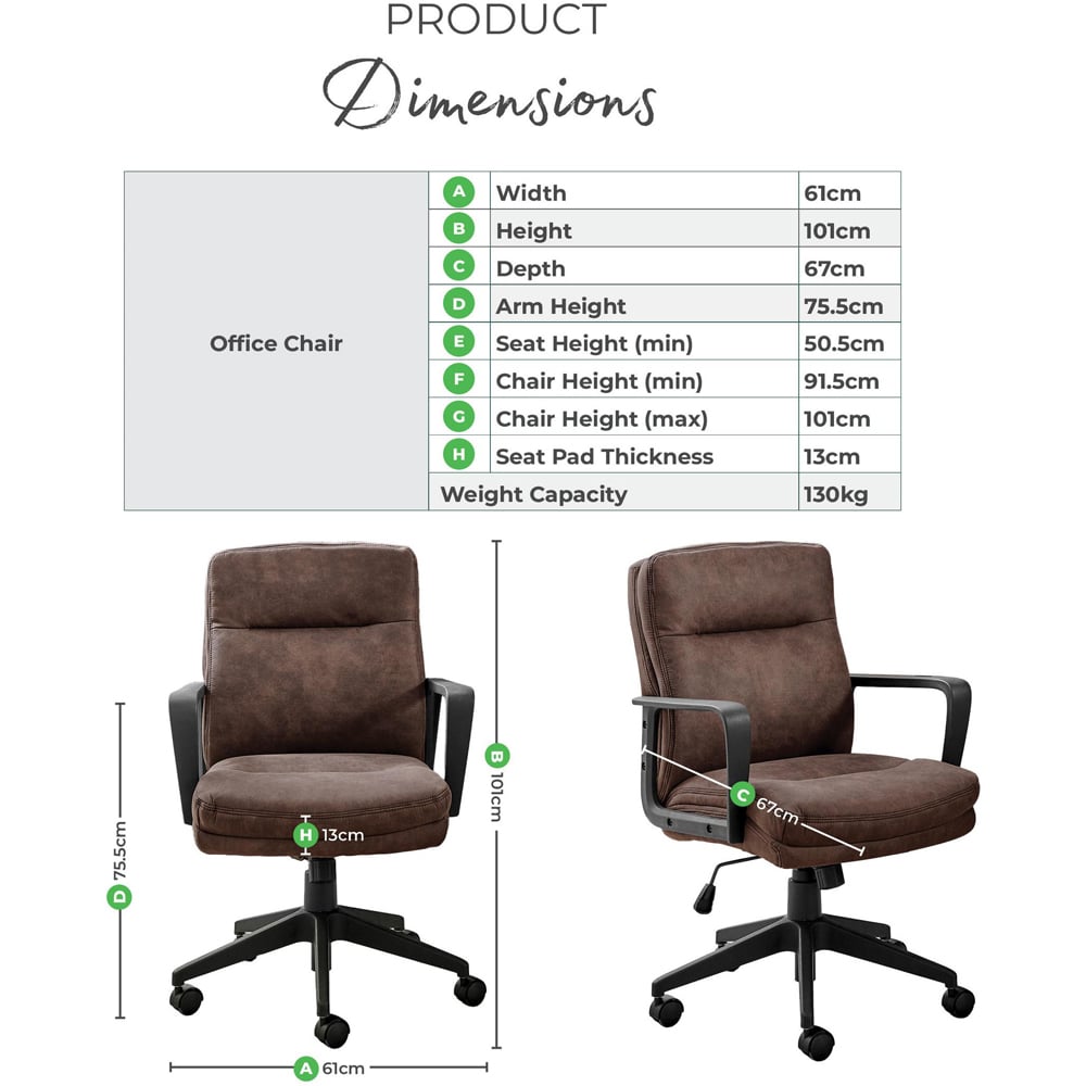 Furniturebox Racicot Brown Faux Leather Office Chair Image 9