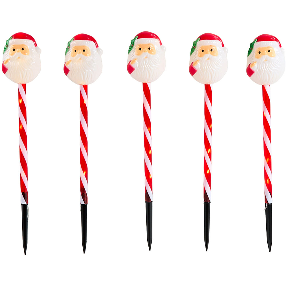 Set of 5 Retro Santa Stake Lights Image 5