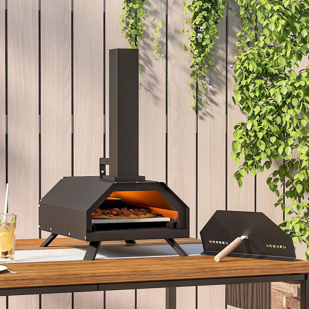 Living and Home CX0142 Black Pizza Oven with Pizza Stone Image 5