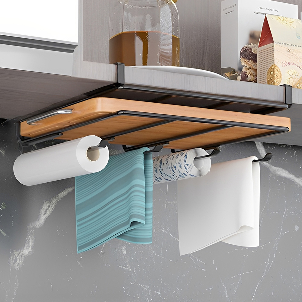 Living and Home Black Under Cabinet Storage Rack with Hanger Bars Image 7