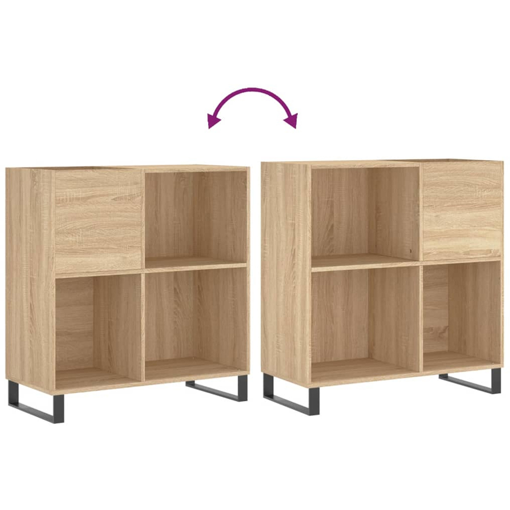 vidaXL 3 Shelf Sonoma Oak Record Cabinet Image 7