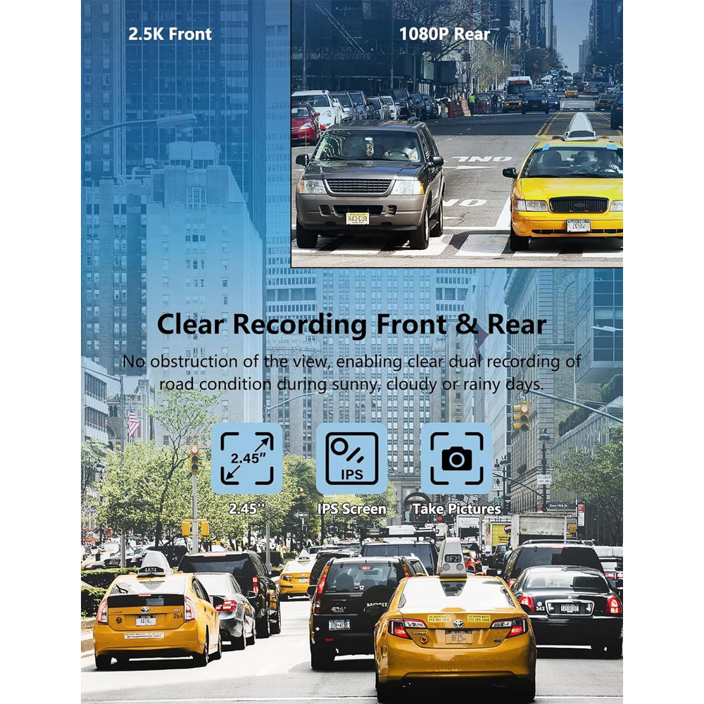 Orskey Q5 Black Dash Camera with Rear Camera Image 6