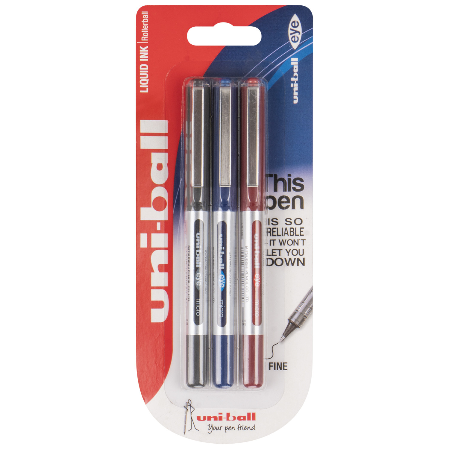 Pack of 3 Uniball UB150 Eye Micro Rollerball Pens Image