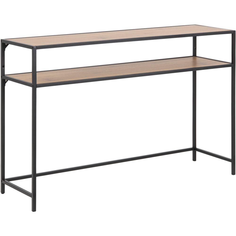 Florence Seaford Single Shelf Oak Top Black Metal Console Table Image 2