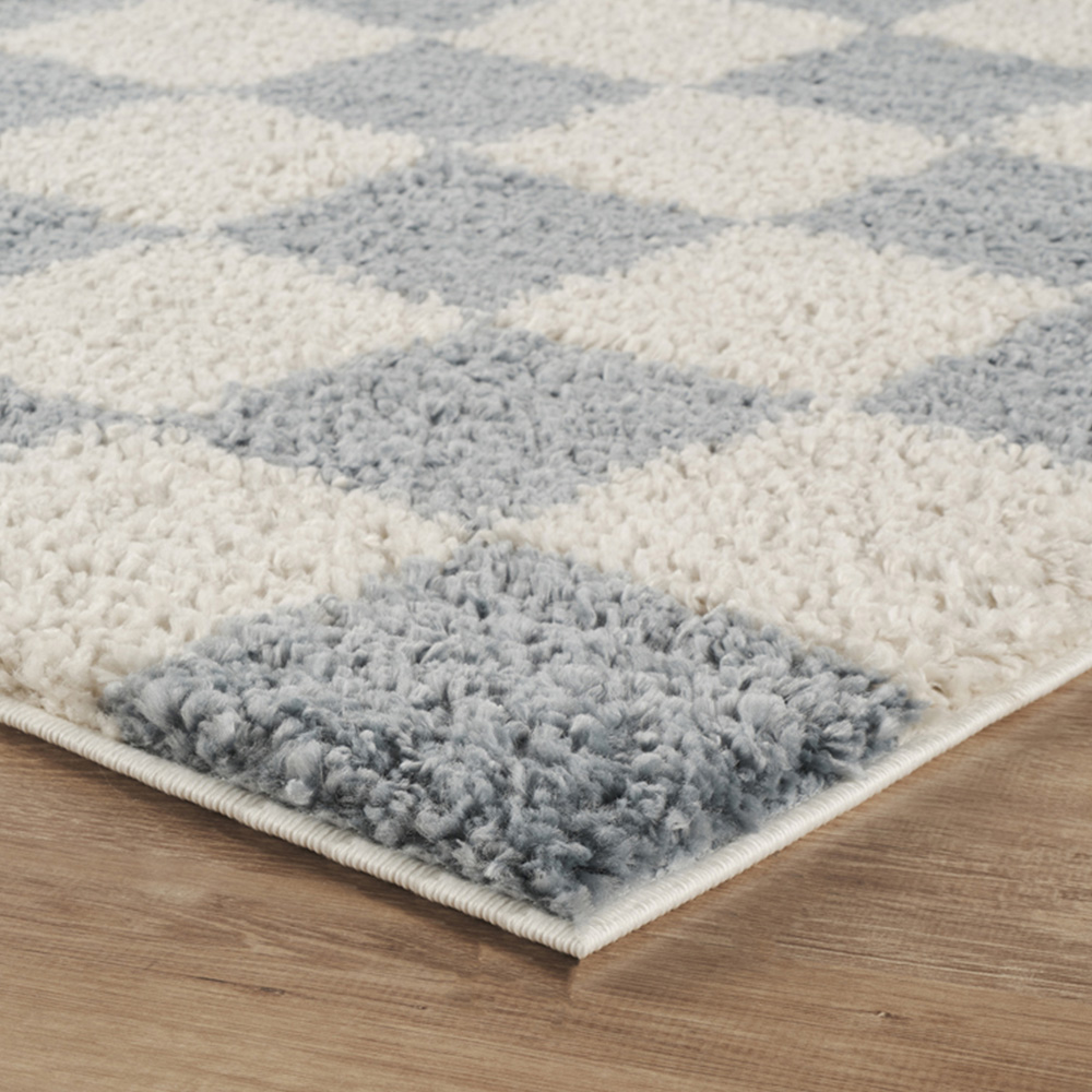 Desire Rugs Chester Duck Egg Blue Shaggy Checkered Rug 120 x 170cm Image 3