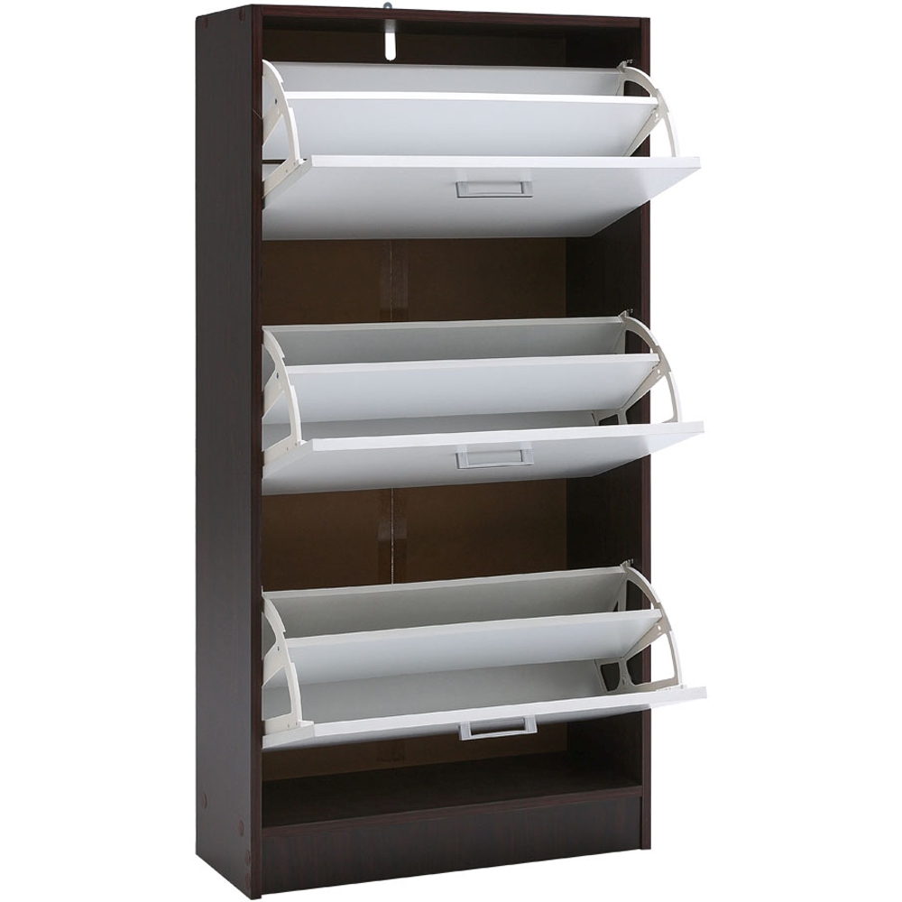H&O Direct 3 Shelf Wooden Flip-Down Shoe Rack Image 3