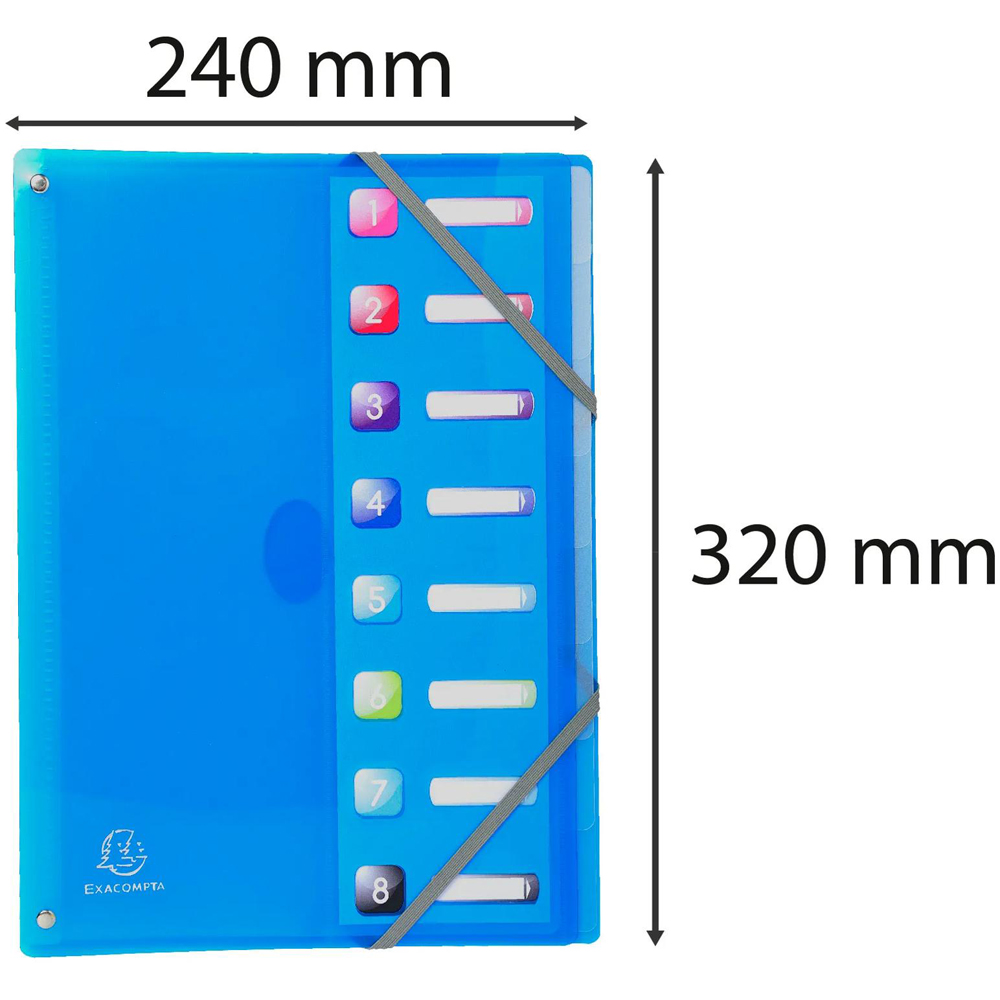 Exacompta Iderama Assorted Colours 8 Sections PP A4 Expanding Multi Part File 8 Pack Image 9