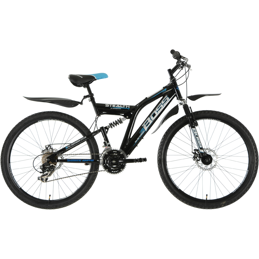 Boss Stealth 26 inch Black Silver and Blue Mountain Bike Image 1