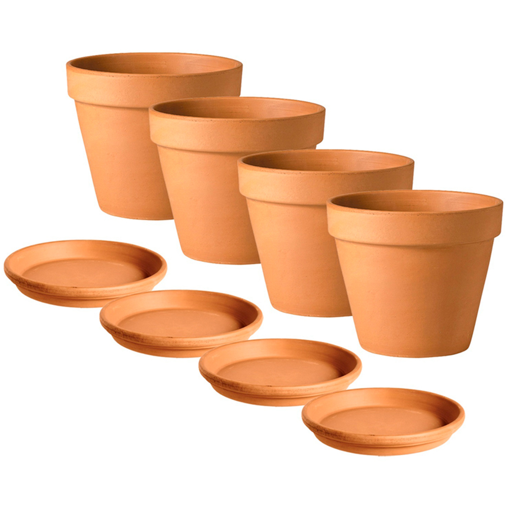 APTA Verona Plant Pot with Saucer 21cm 4 Pack Image
