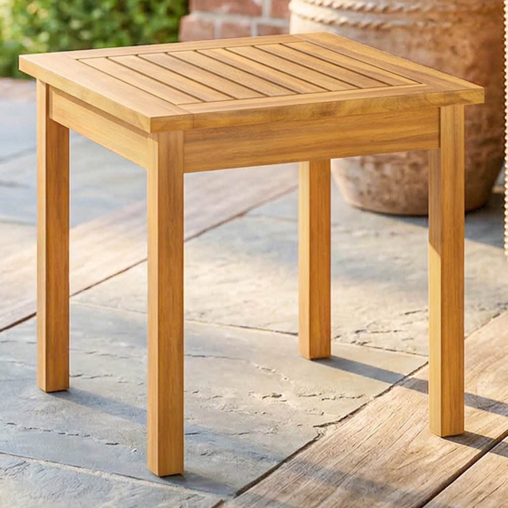 Outsunny Natural Wood Square Outdoor Coffee Table Image 1