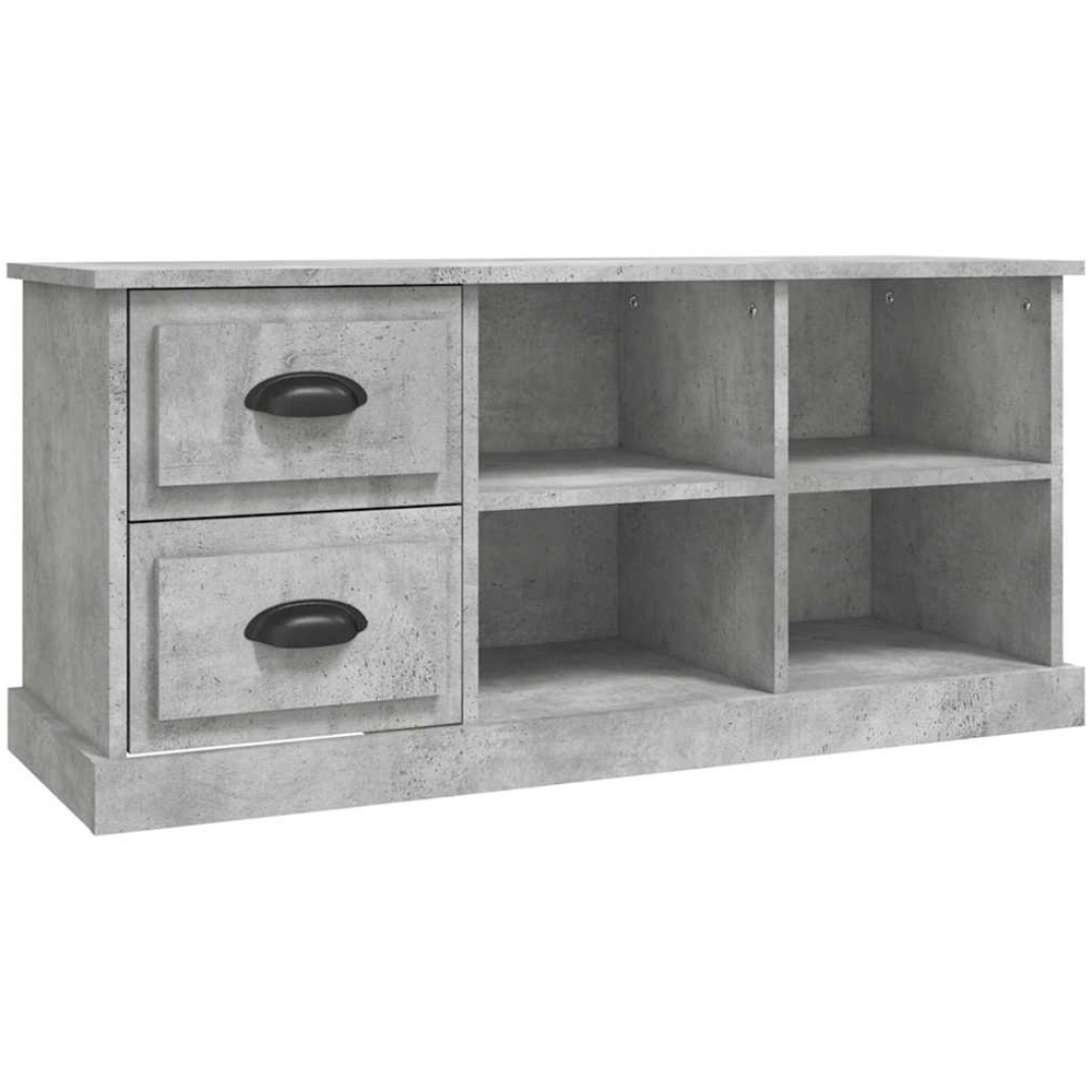 vidaXL 2 Drawer 4 Shelf Concrete Grey TV Cabinet Image 2