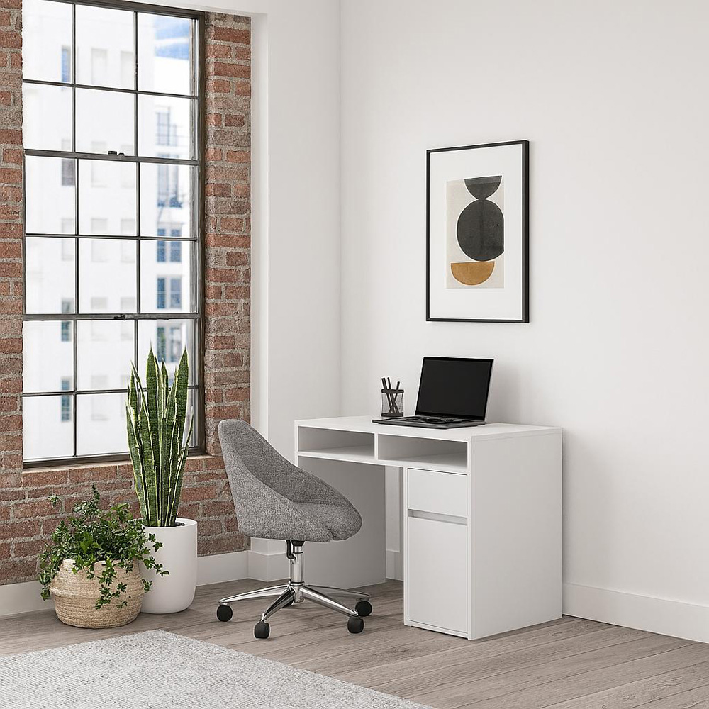 Decorotika Isla Single Door Single Drawer 2 Shelf Corner Computer Desk White Image 8