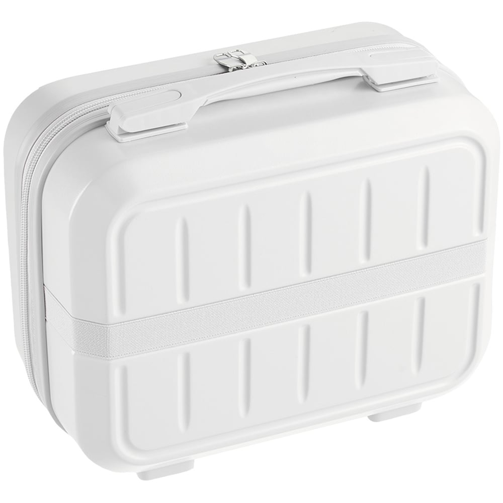 Living and Home White Portable Hard Shell Handheld Cosmetic Travel Case 28cm Image 1