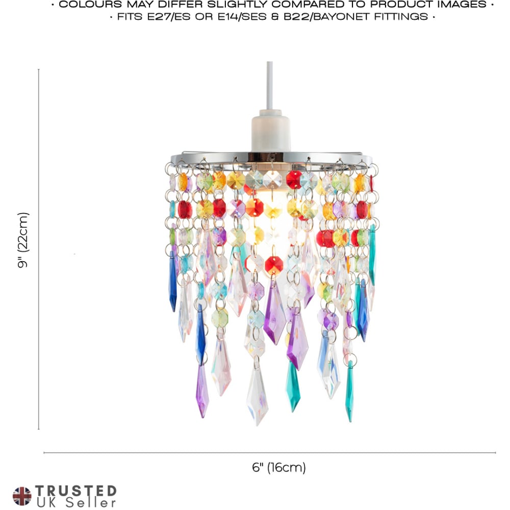 Happy Homewares Waterfall Design Multi Colour Acrylic Drops and Beads Pendant Shade Image 7