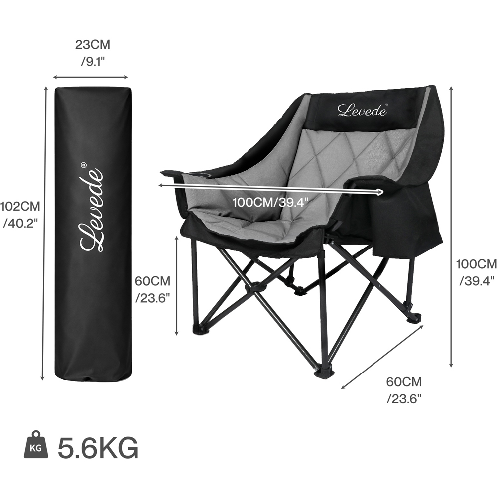 Levede Oversized Foldable Camping Chair with Cooler Bag Cup Holder Image 9