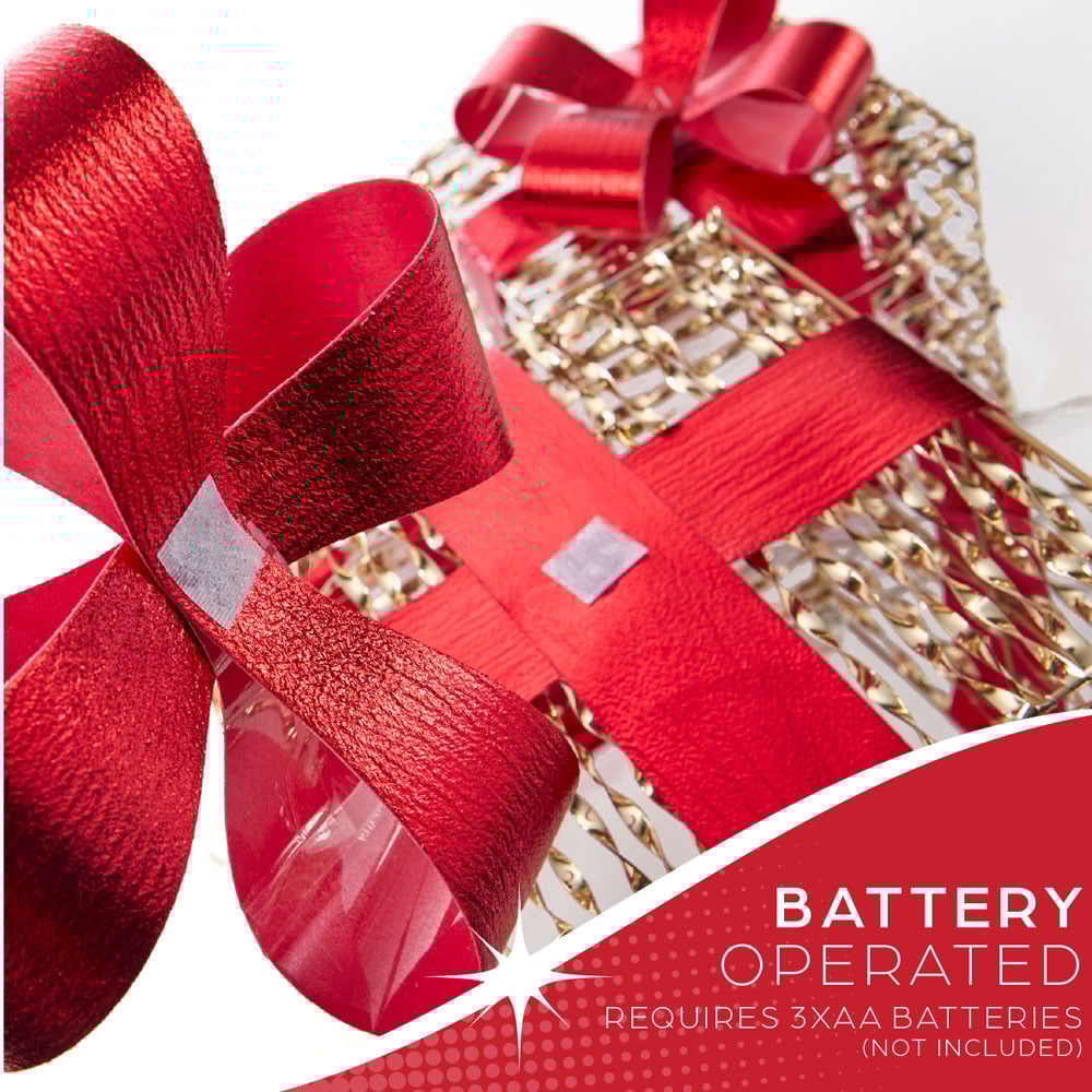 The Christmas Workshop 60 Warm White LED Gold and Red Gift Box Decoration Set of 3 Image 6