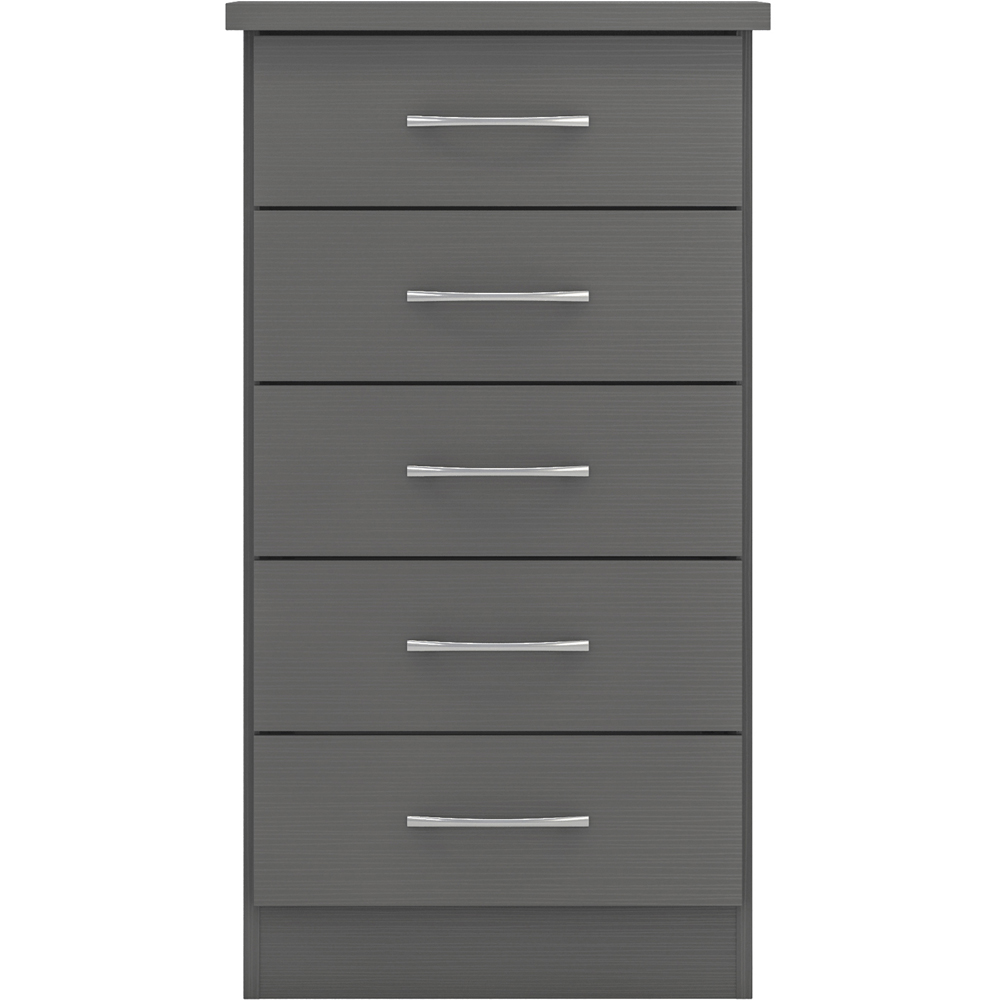Seconique Nevada 5 Drawer 3D Effect Grey Narrow Chest of Drawers Image 3