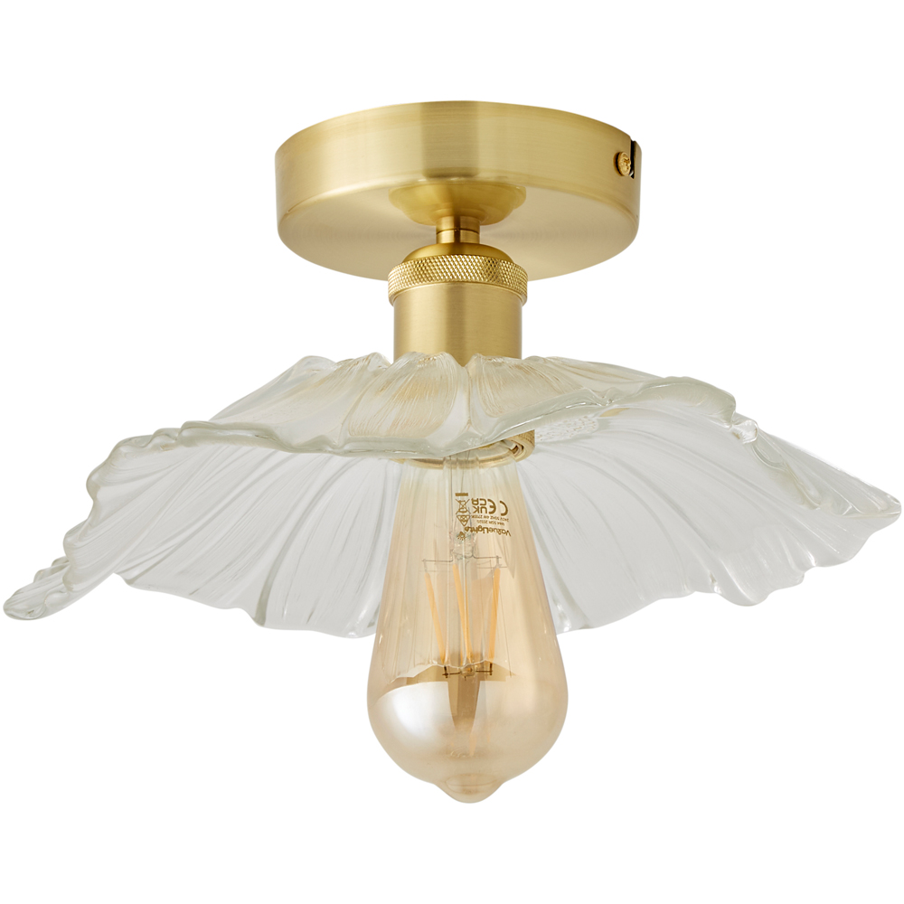 ValueLights Cassia Gold Clear Glass Flower LED Flush Ceiling Light Image 1