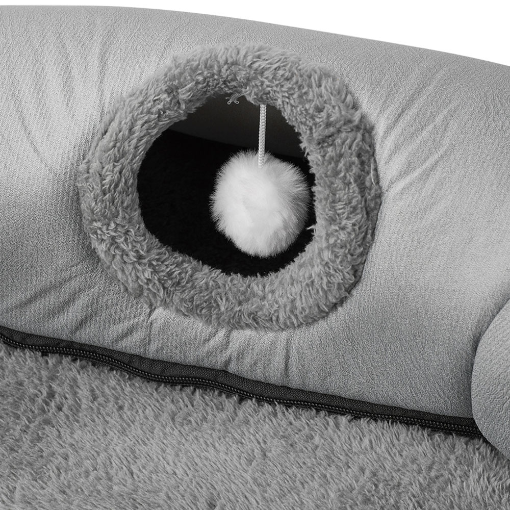 H&O Direct 2-in-1 Soft Flannel Cat Bed Play Tunnel Image 3