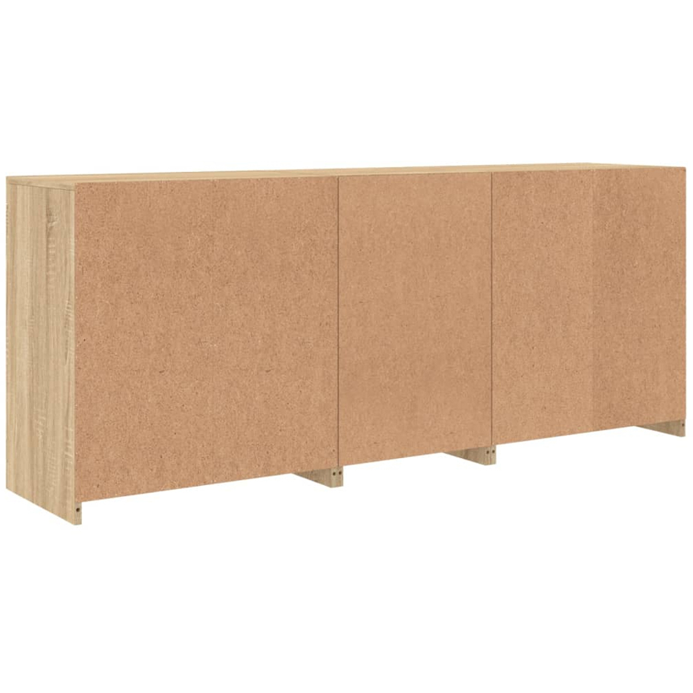 vidaXL 4 Door 8 Shelf Sonoma Oak LED Sideboard 3 Piece Image 7