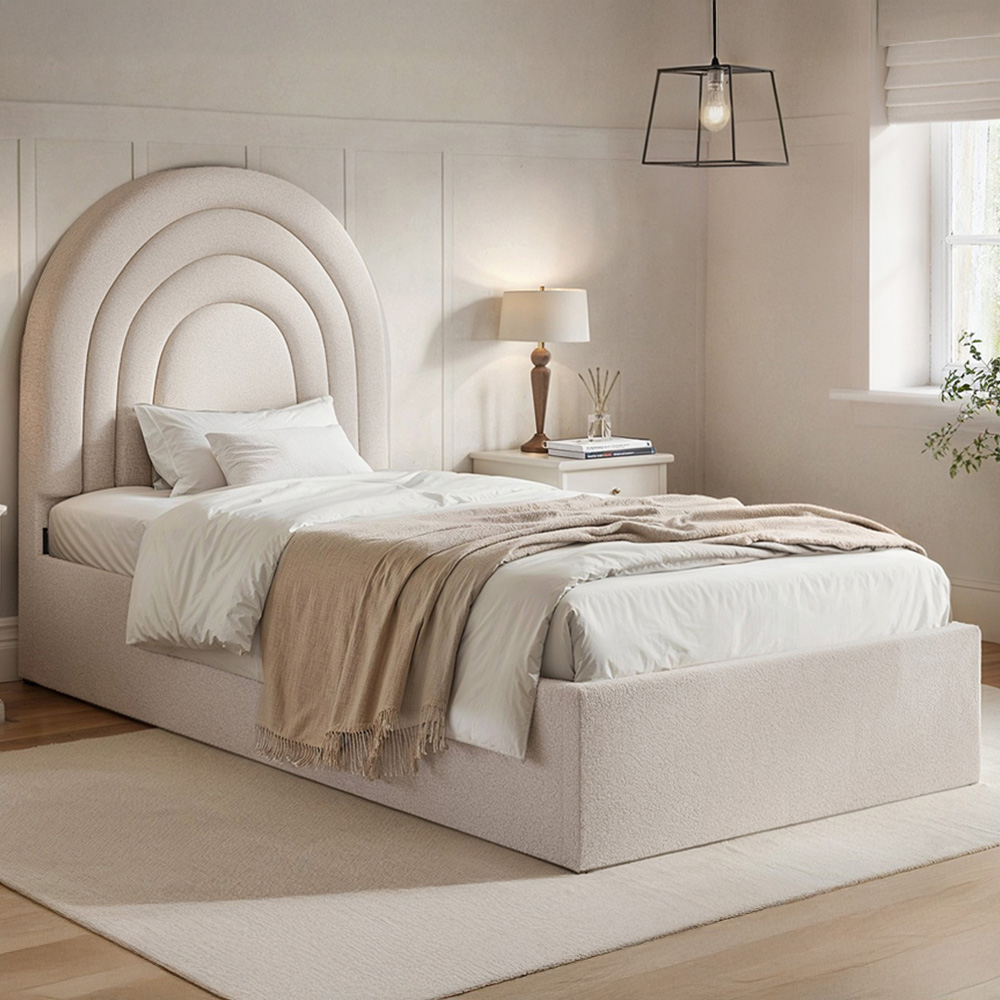 Flair Ava Single Cream Boucle Ottoman Bed Image 1