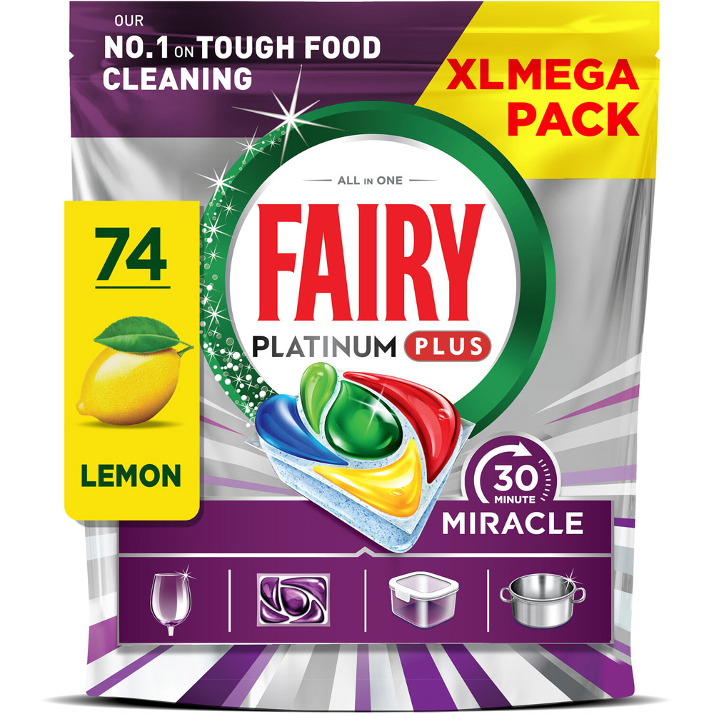 Pack of 74 Fairy Miracle Platinum Plus Dishwasher Tablets Image 2