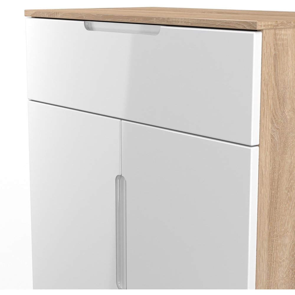 Crowndale Milan 2 Door Single Drawer White Gloss and Bardolino Oak Sideboard Ready Assembled Image 5