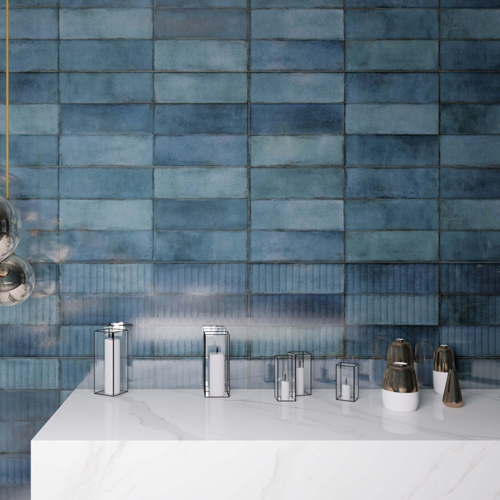 Bien Juno Sapphire Gloss Ceramic Wall Tile 300 x 900mm 6 Pack Image 1