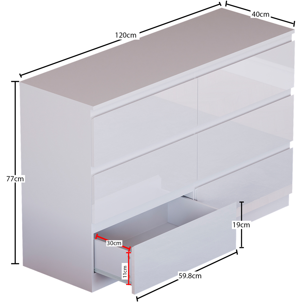 Vida Designs Glinton 6 Drawer White Chest of Drawers Image 7