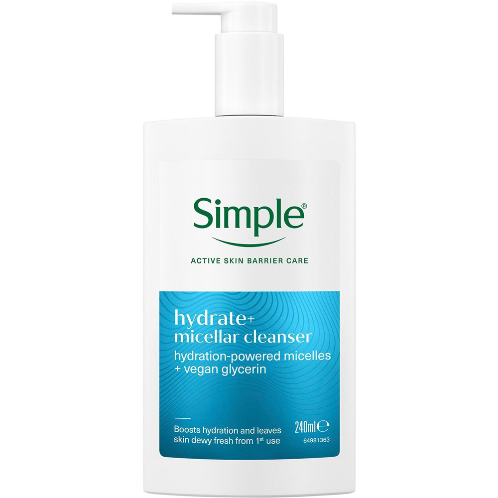 Simple Hydrate+ Micellar Facial Cleanser Refreshing Gentle Face Wash 240ml 3 Pack Image 2