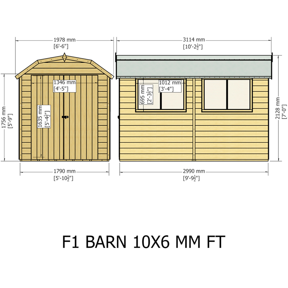 Shire Barn 10 x 6ft Double Door Shiplap Apex Garden Shed Image 9