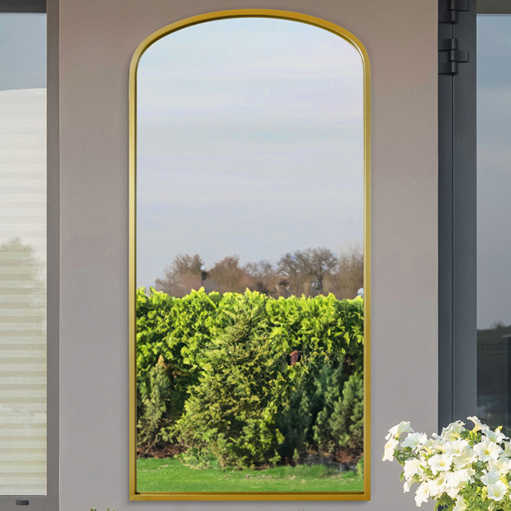 MirrorOutlet The Angustus Gold Metal Arched Garden Wall Mirror 170 x 85cm Image 2