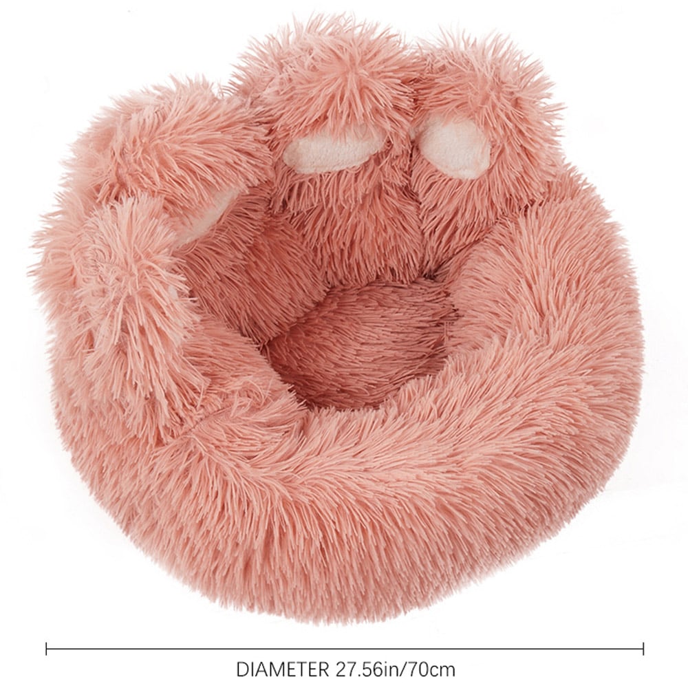 H&O Direct 70cm Pink Cute Paw Plush Snuggle Pet Bed Image 4