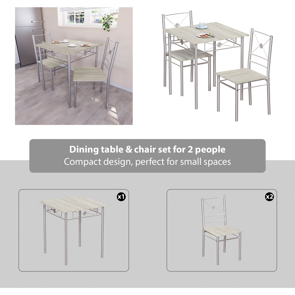 Vida Designs Roslyn 2 Seater Square Dining Set Oak Image 8