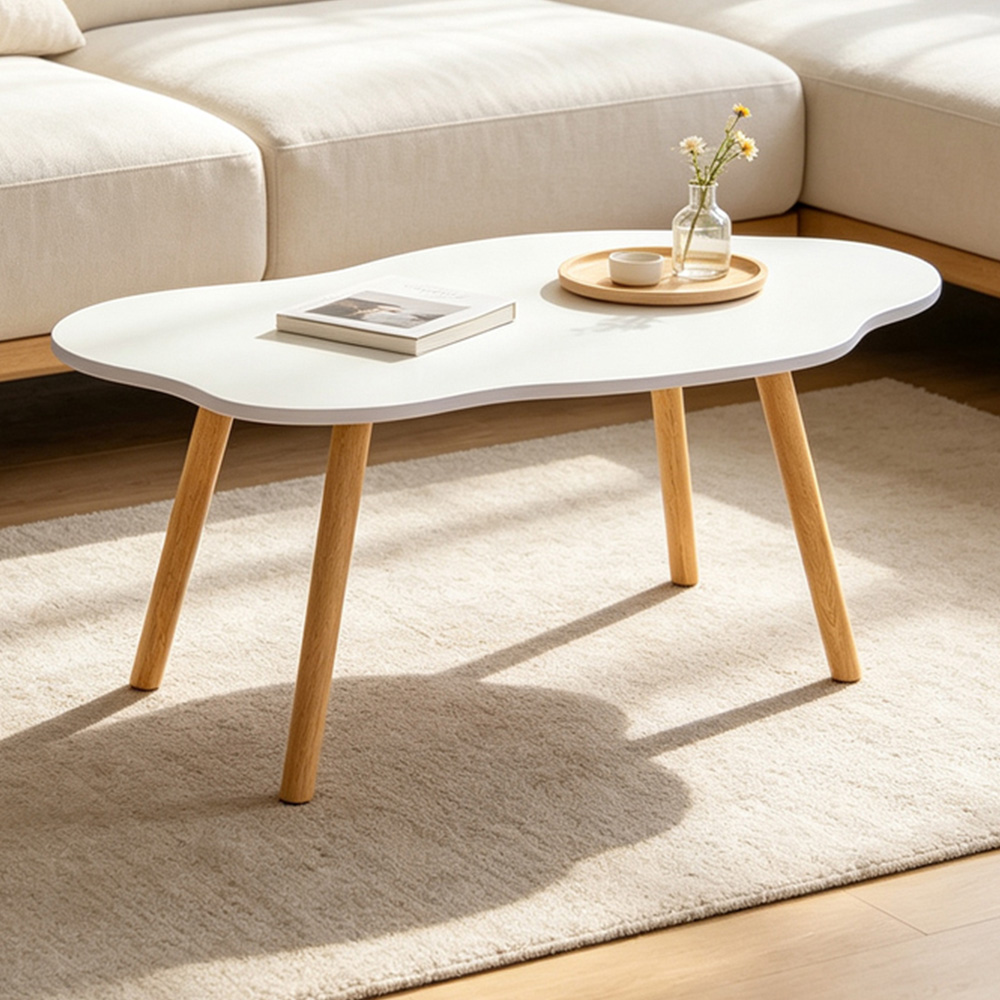 Living and Home White Cloud Shaped Coffee Table Image 1