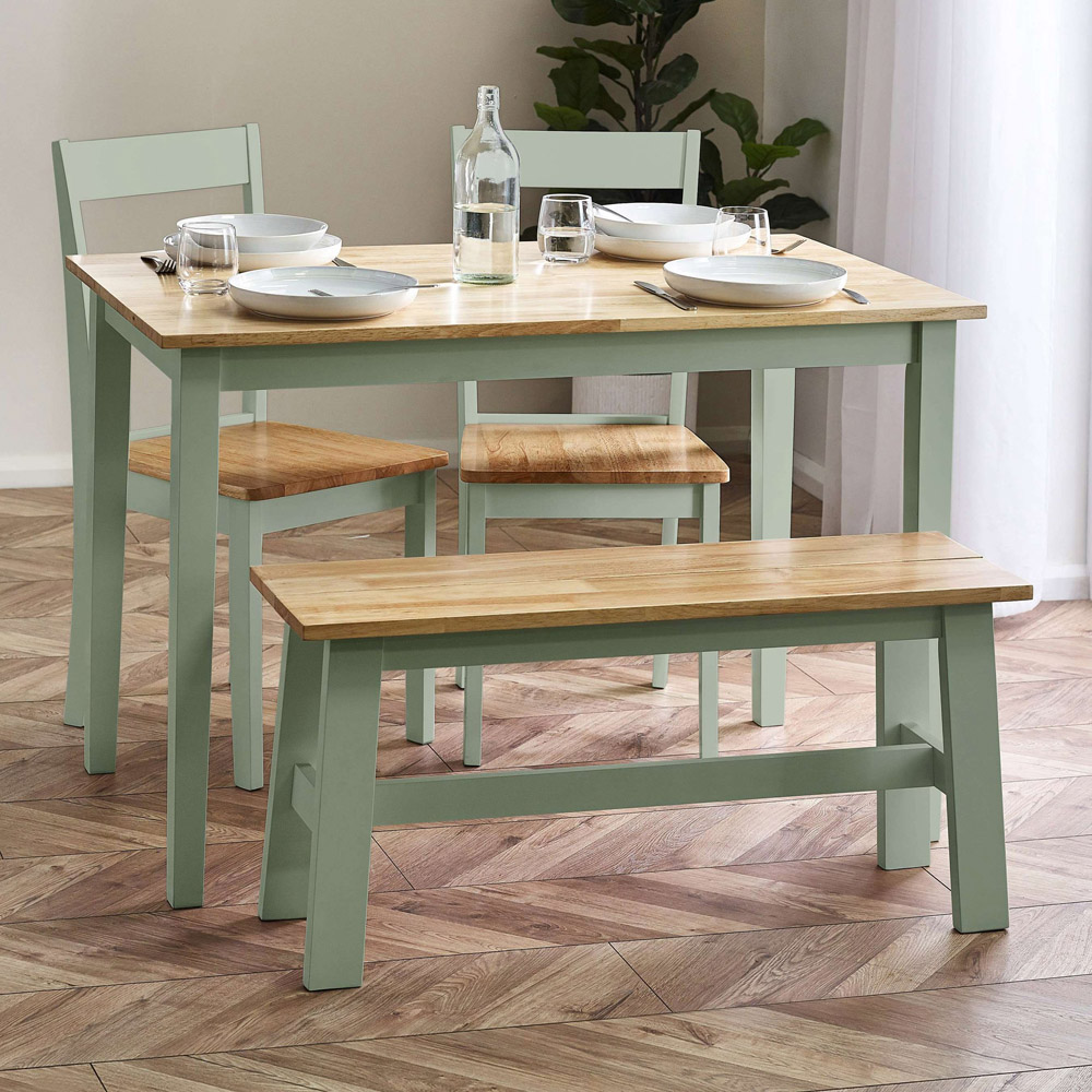 Julian Bowen Linwood 4 Seater Sage Green and Natural Dining Table Image 1