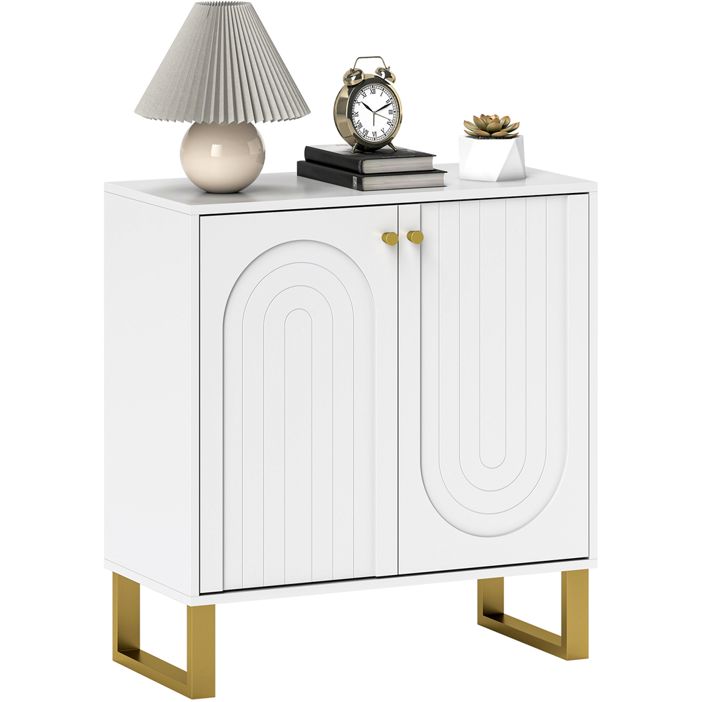 HOMCOM 2 Door White Sideboard Storage Cabinet with Adjustable Shelf Image 2