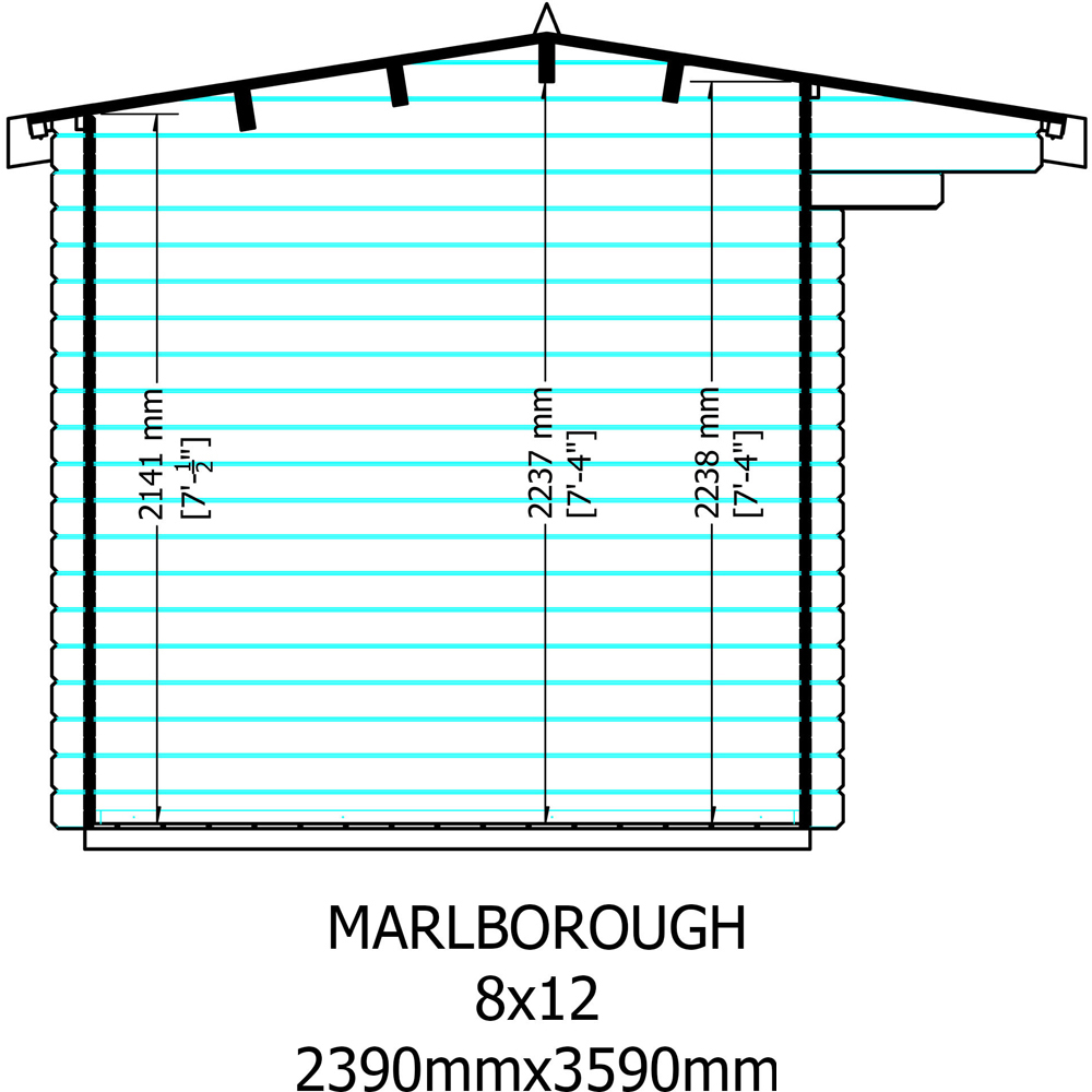 Shire Marlborough 8 x 12ft Double Door Log Cabin Image 7