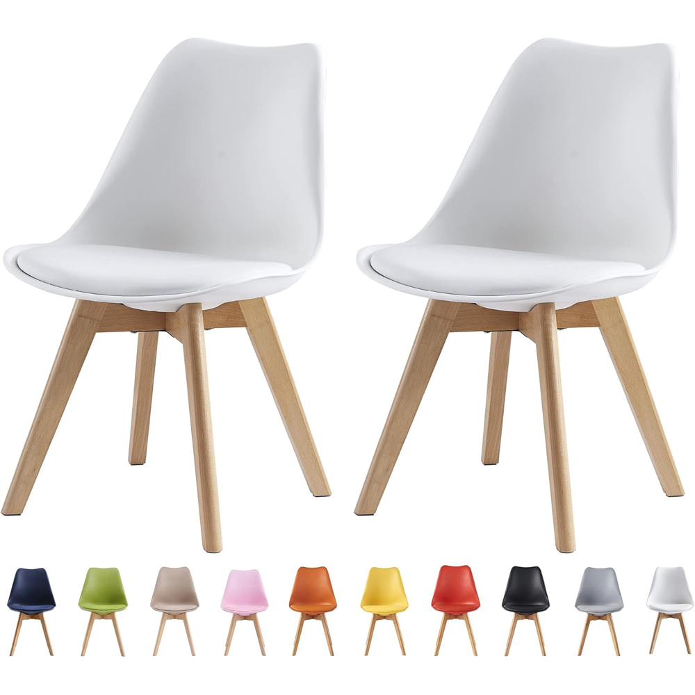 Eva Set of 2 White Padded Dining Chairs Image 7