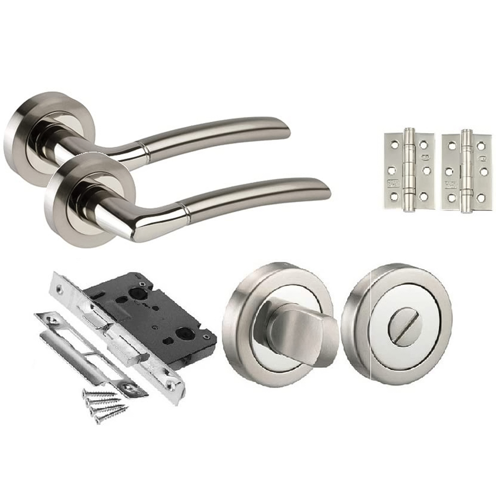 Golden Grace Duo Chrome Indiana Modern Bathroom Door Handle Set Image 1