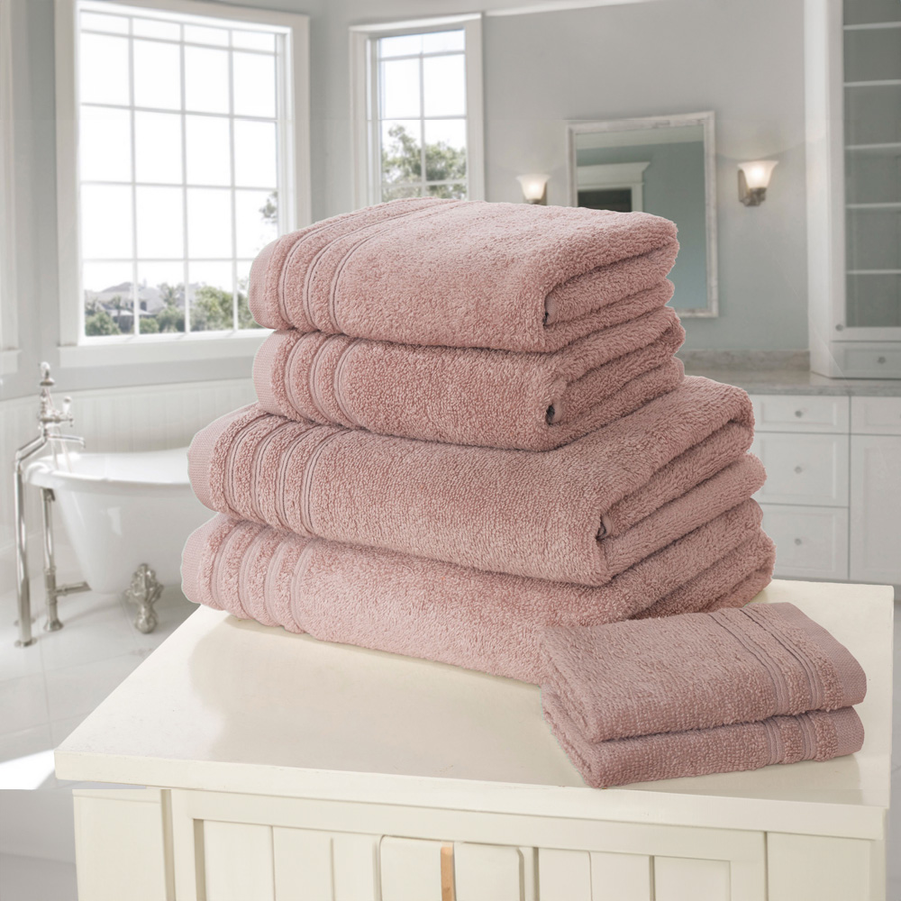 Rapport Home So Soft Dusky Pink Cotton Hand and Bath Towel Bale Set of 6 Image 2