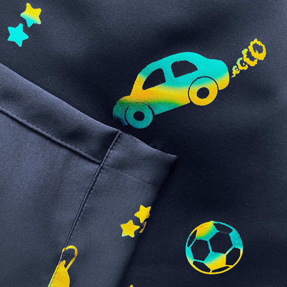 Enhanced Living Infinity Blue Metallic Print Kids Thermal Darkening Eyelet Curtains 168 x 183cm Image 4