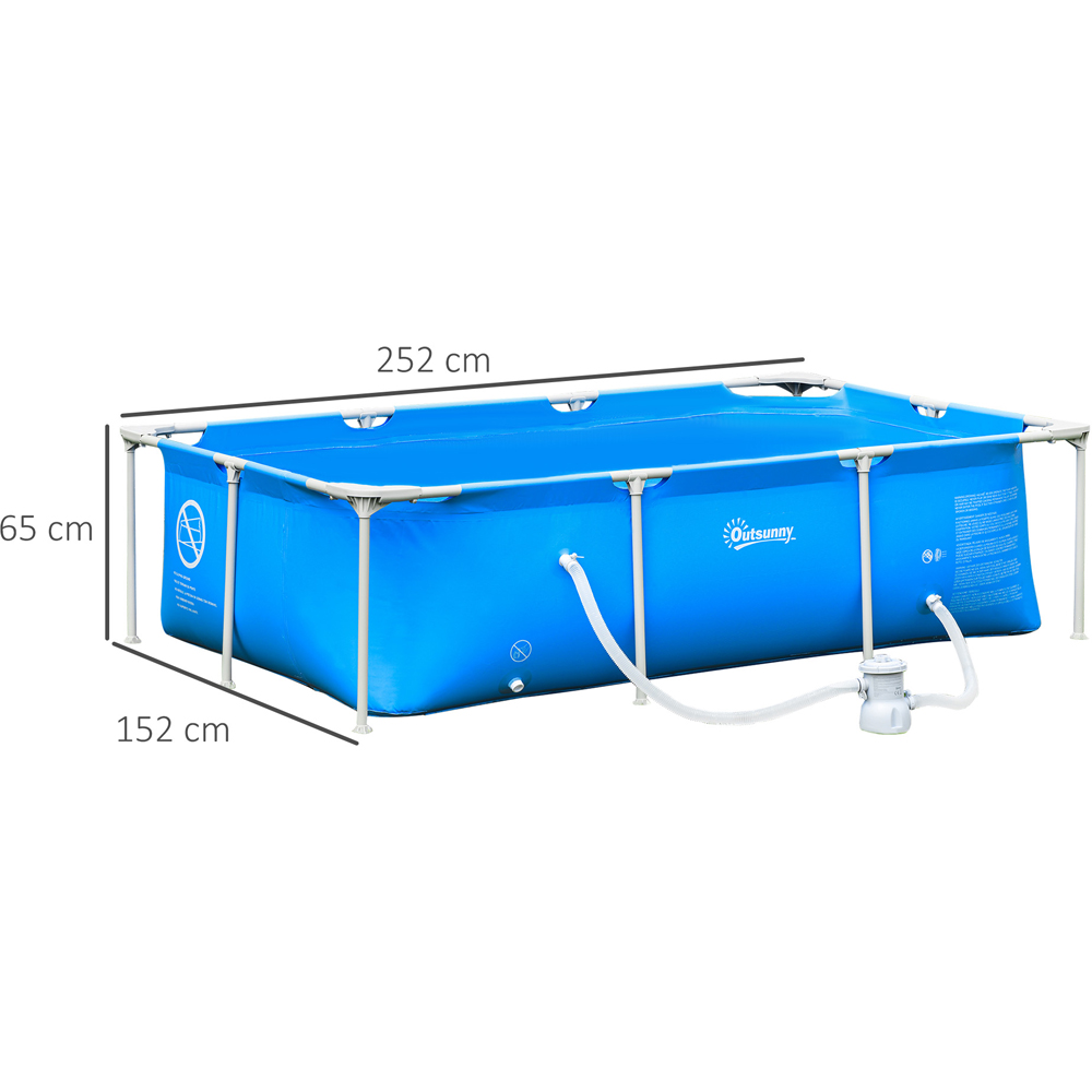 Outsunny Blue Rectangular Paddling Pool with Filter Pump 252cm Image 7