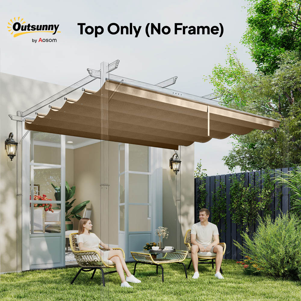 Outsunny 3 x 3m Tan Retractable Pergola Cover Image 3