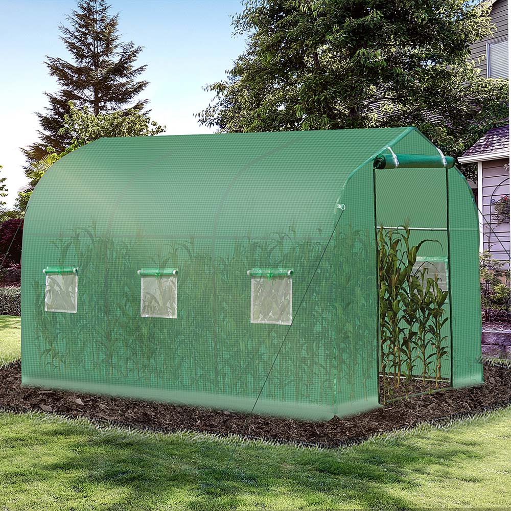 Outsunny Green Steel 13 x 10ft Walk in Polytunnel Greenhouse Image 2