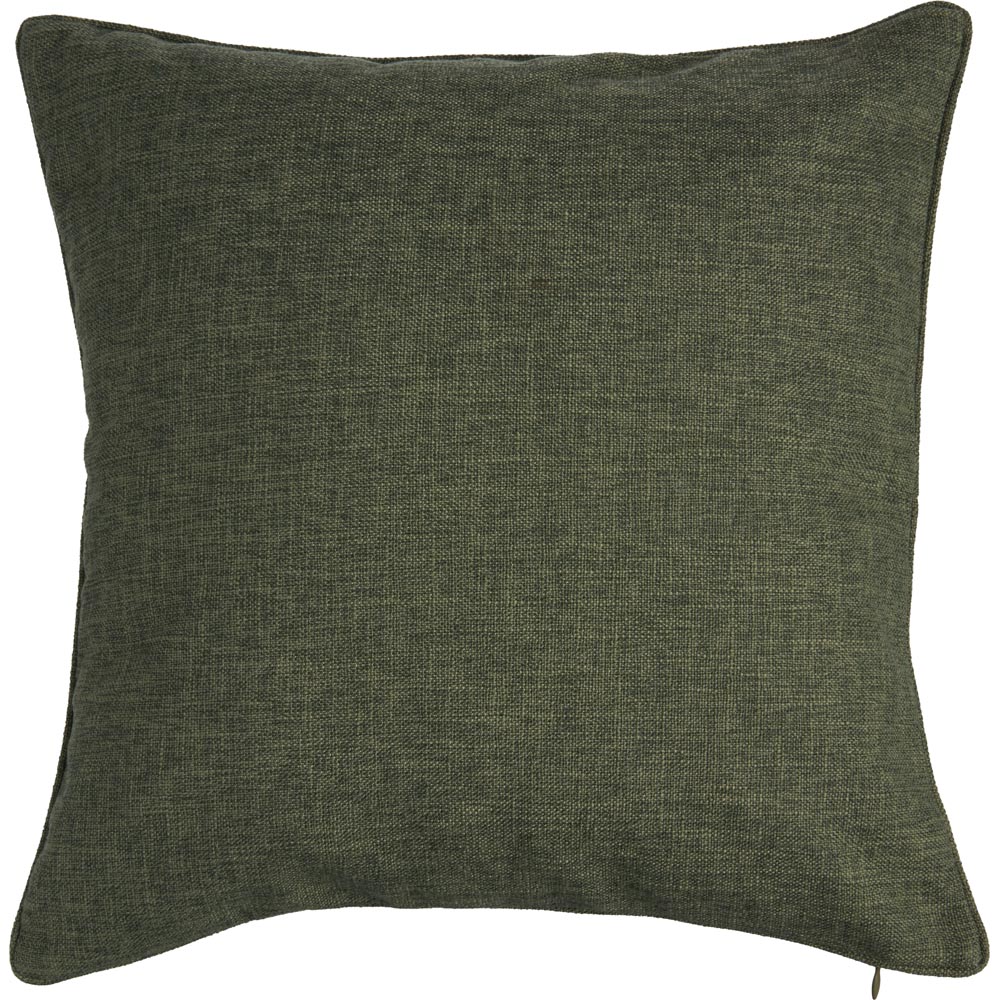 Wilko Olive Green Faux Linen Cushion 43 x 43cm Image 1