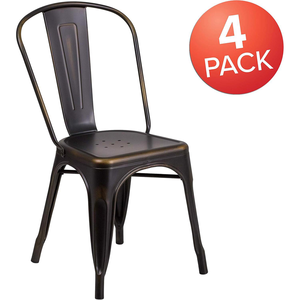 FWStyle Set of 4 Copper Galvanised Steel Ready Assembled Dining Chairs Image 4