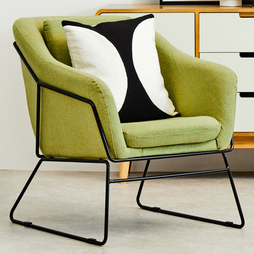 Premier Housewares Stockholm Black and Green Fabric Accent Chair Image 1