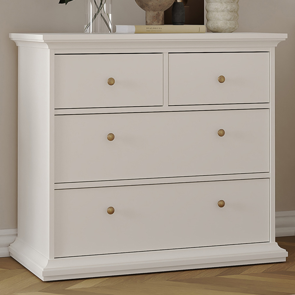 Florence Paris 4 Drawer White Chest of Drawers Image 1